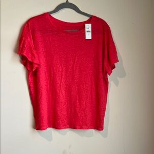 LOFT Red Boxy Short Sleeve T-Shirt
